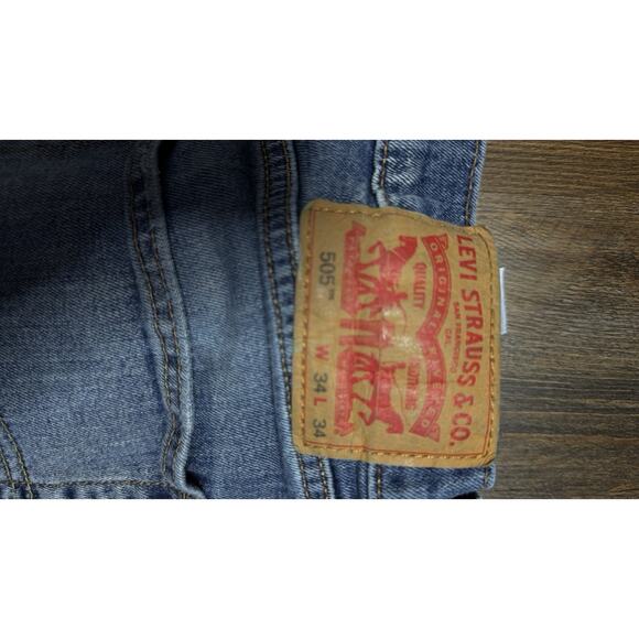 Levi's 505 Jeans Men's 34x34 Blue Original Fit Straight Leg Jeans - Picture 4 of 8